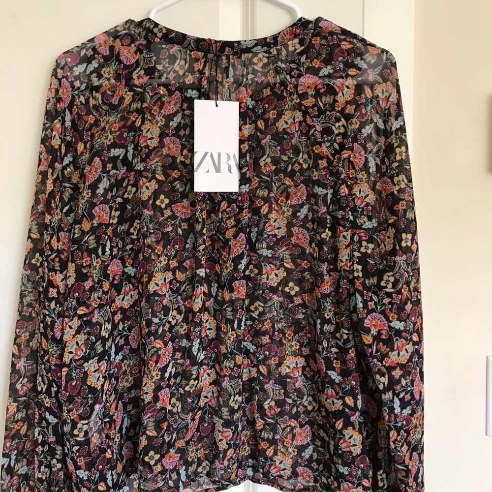 Zara Floral Sheer Women's Top - Multicolor